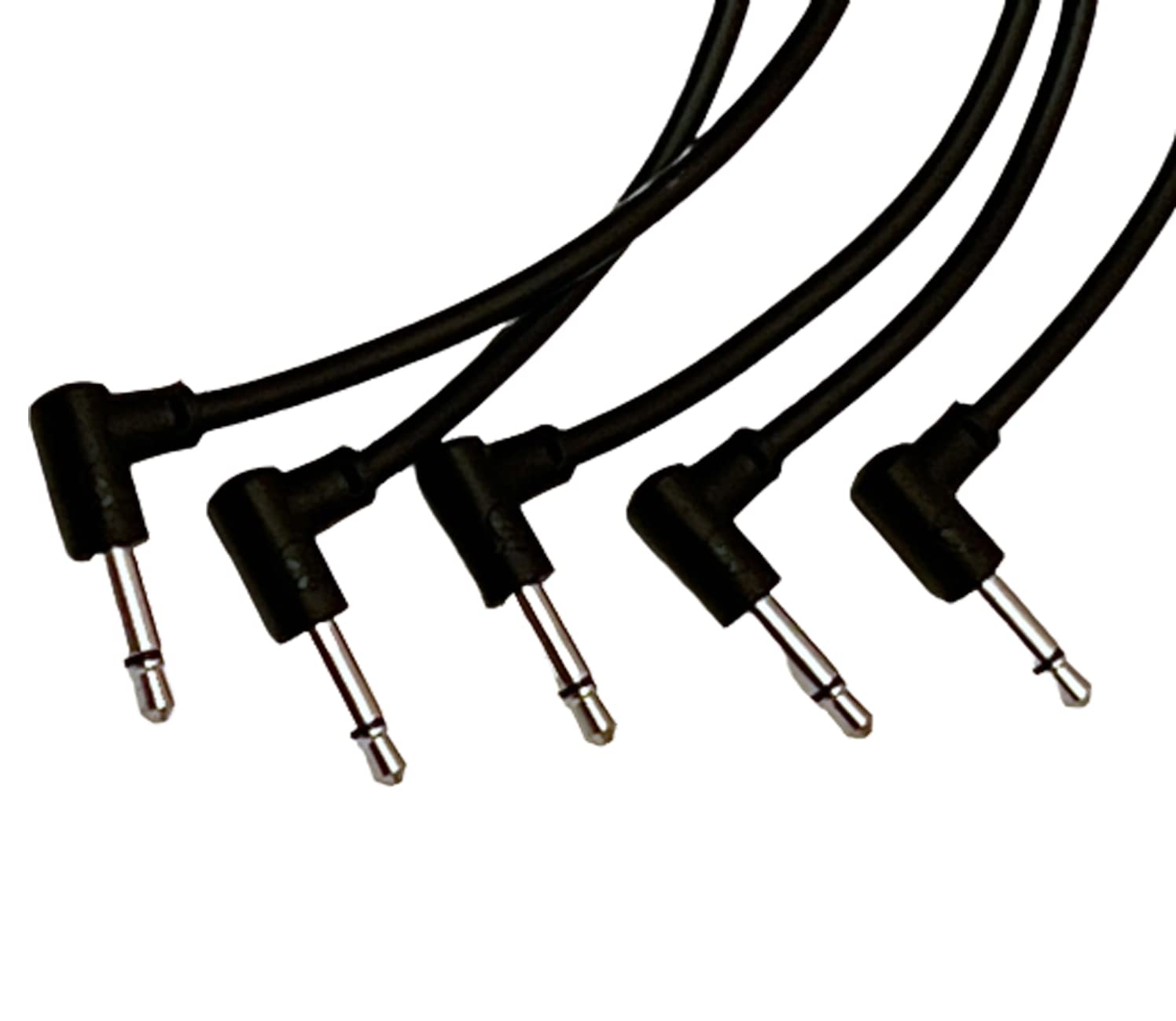 Starving Students Music Supplies Luigis Modular M Par Right Angled Eurorack Patch Cables   Package Of 5 Black Cables, 24'' (60 C