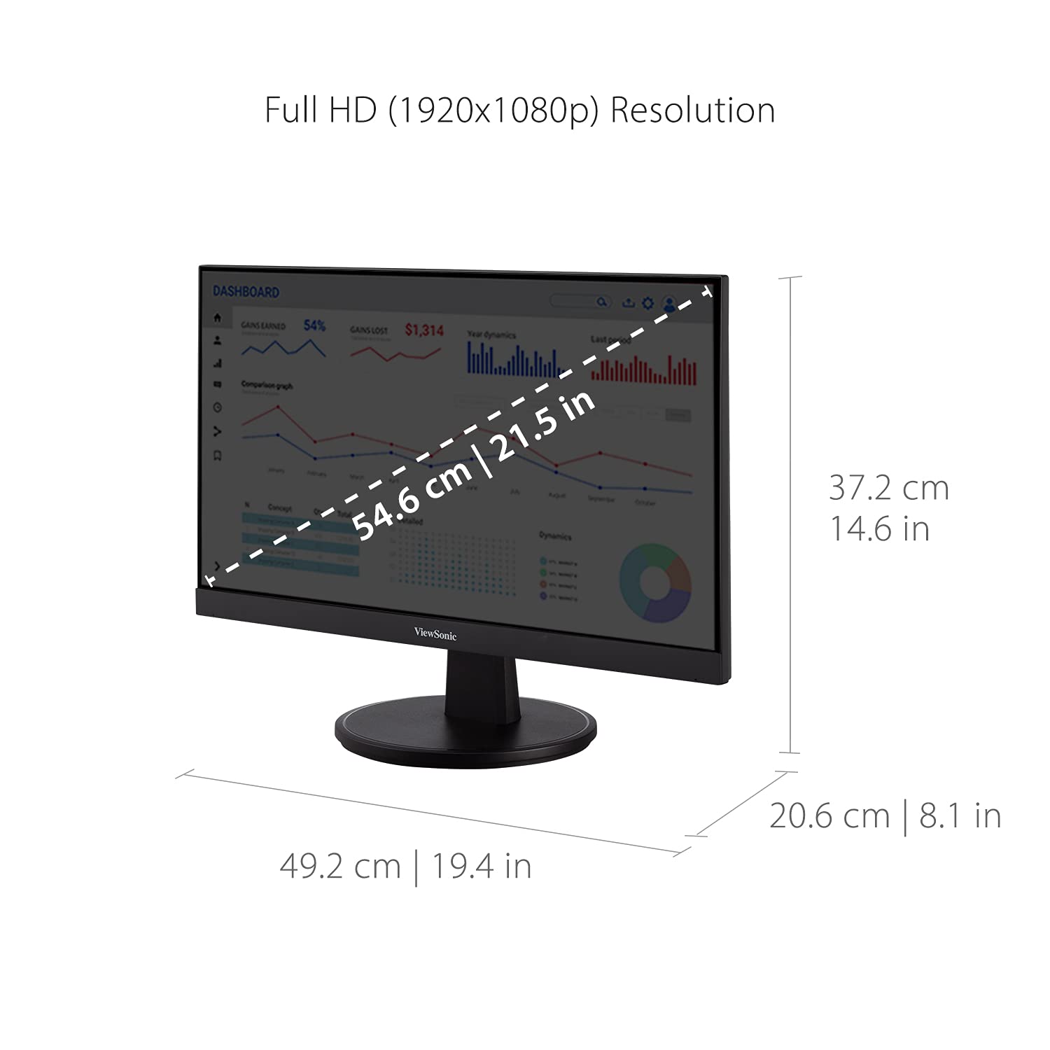Viewsonic Va2247-Mh 22 Inch Full Hd 1080P Monitor With 100Hz, Freesync, Ultra-Thin Bezel, Eye Care, Hdmi, Vga Inputs For Home An