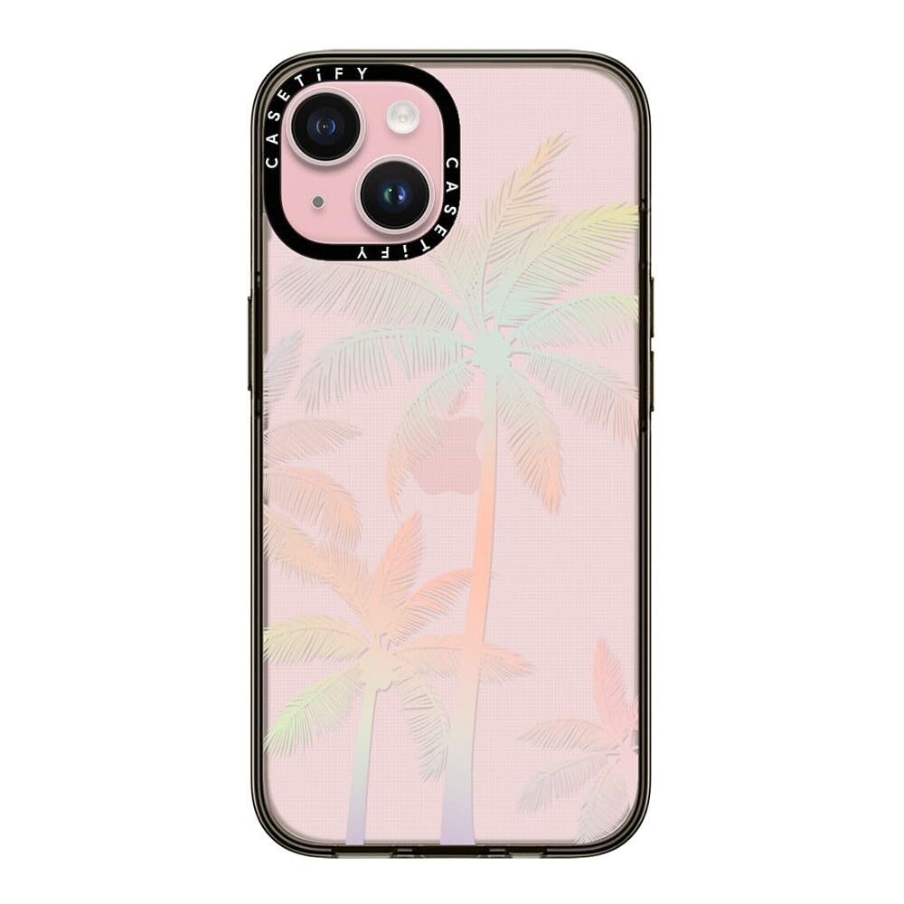Casetify Compact Case For Iphone 15 [2X Military Grade Drop Tested / 4Ft Drop Protection]   Modern Tropical Palm Tree   Clear Bl