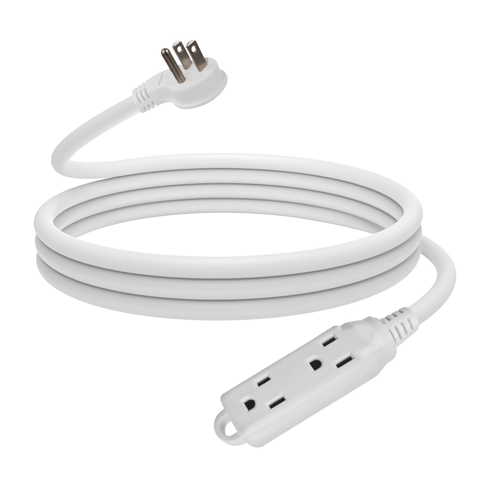 Ep Low Profile 10 Ft Flat Plug Extension Cord   16 Awg 3 Prong Grounded Cable With 3 Outlets, Perfect For Indoor Use, White, Ul