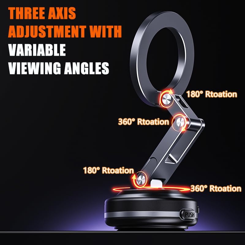 Zcchesong Upgraded Three Axis Adjustable Electric Vacuum Suction Phone Holder,360 Rotation Suction Phone Mount Hands-Free Phone