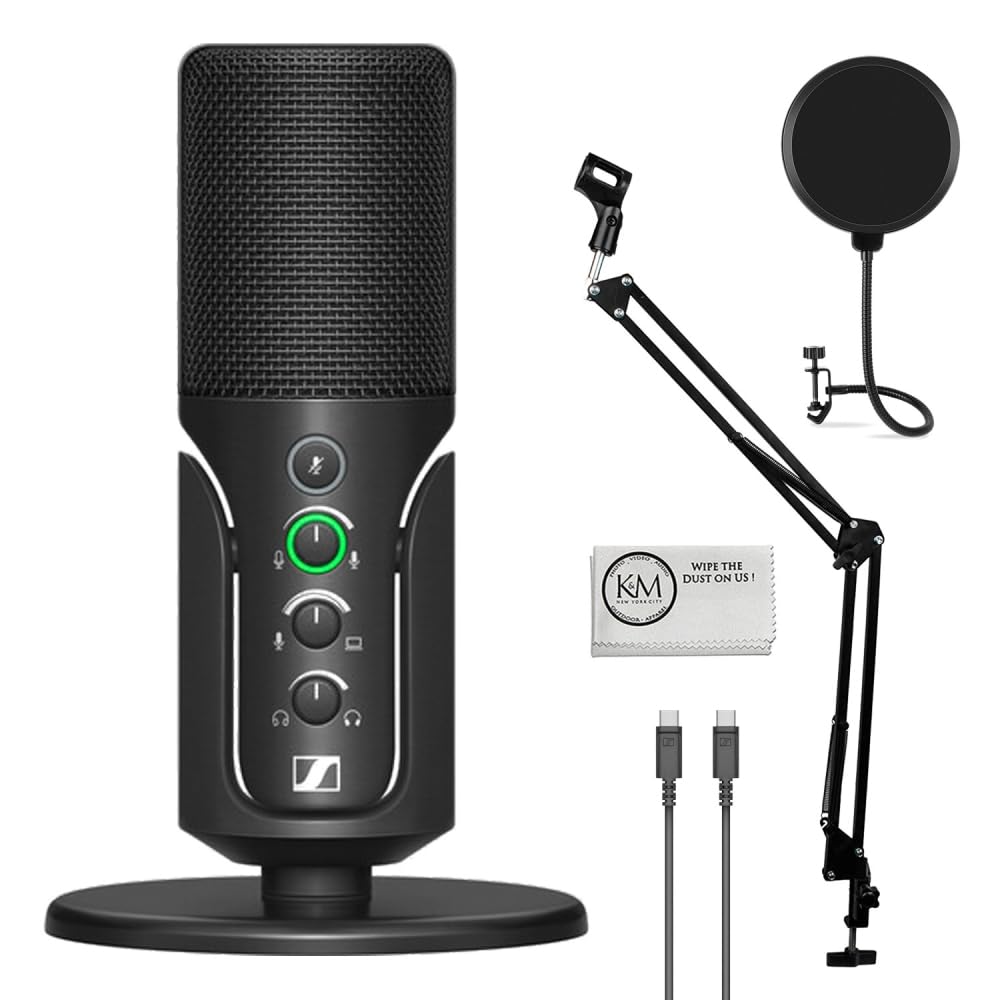 Sennheiser Profile Usb Condenser Microphone With Desktop Stand Bundled With Microphone Boom Arm + Wind Screen Pop Filter + Micro