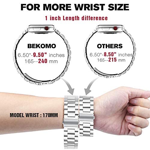 Bekomo 3 Pack Stainless Steel Apple Watch Band With 2 Pack Tempered Glass Screen Protectors, 49Mm, 44Mm, 45Mm, 42Mm, 40Mm, 38Mm,