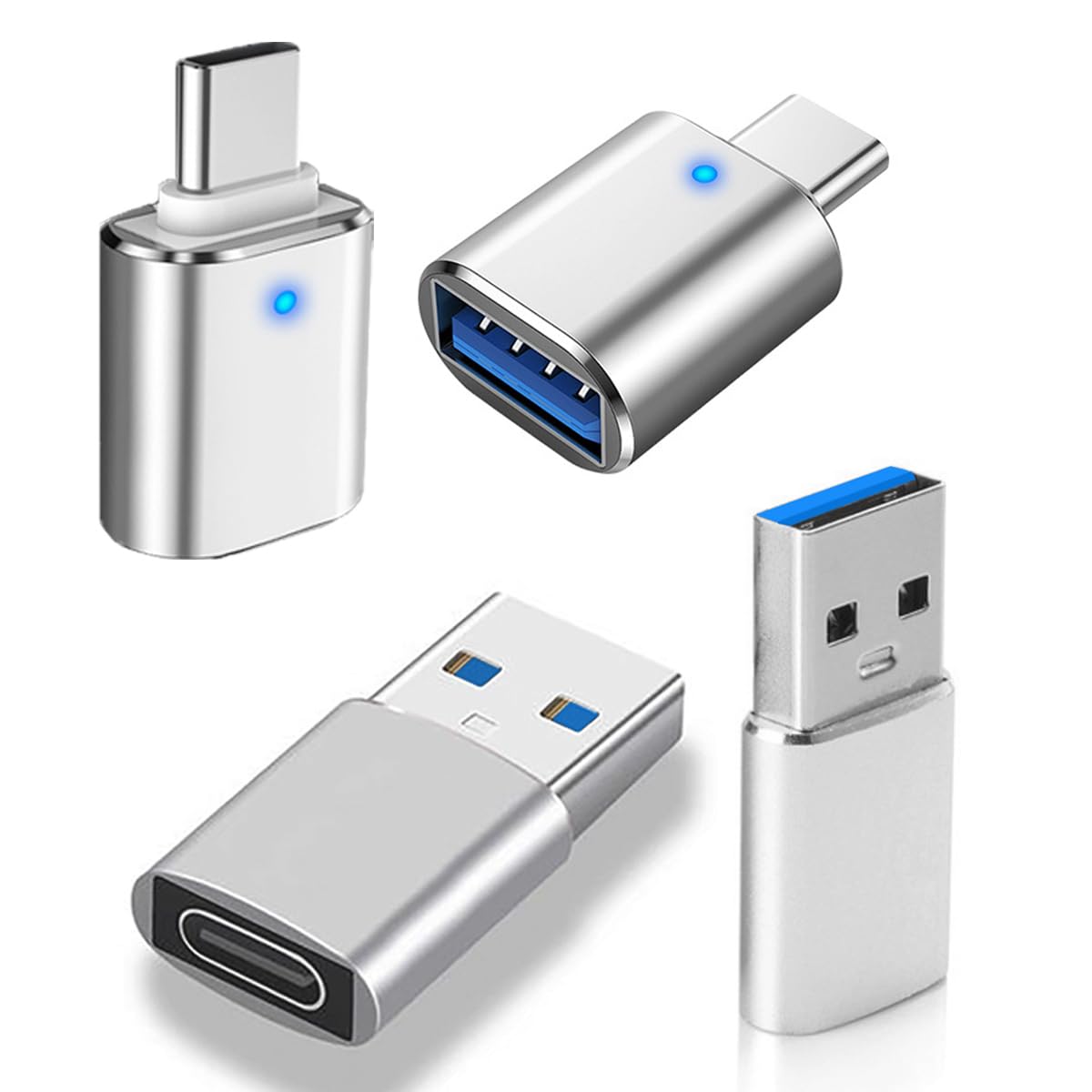 Klaqqed Usb Hub 3.0, Usb Splitter1 In 4 Out, Usb Extender Usb Adapter Multiple Port, 4Pcs Usb To Usbc C Adapter, Usb C To Usb Ad