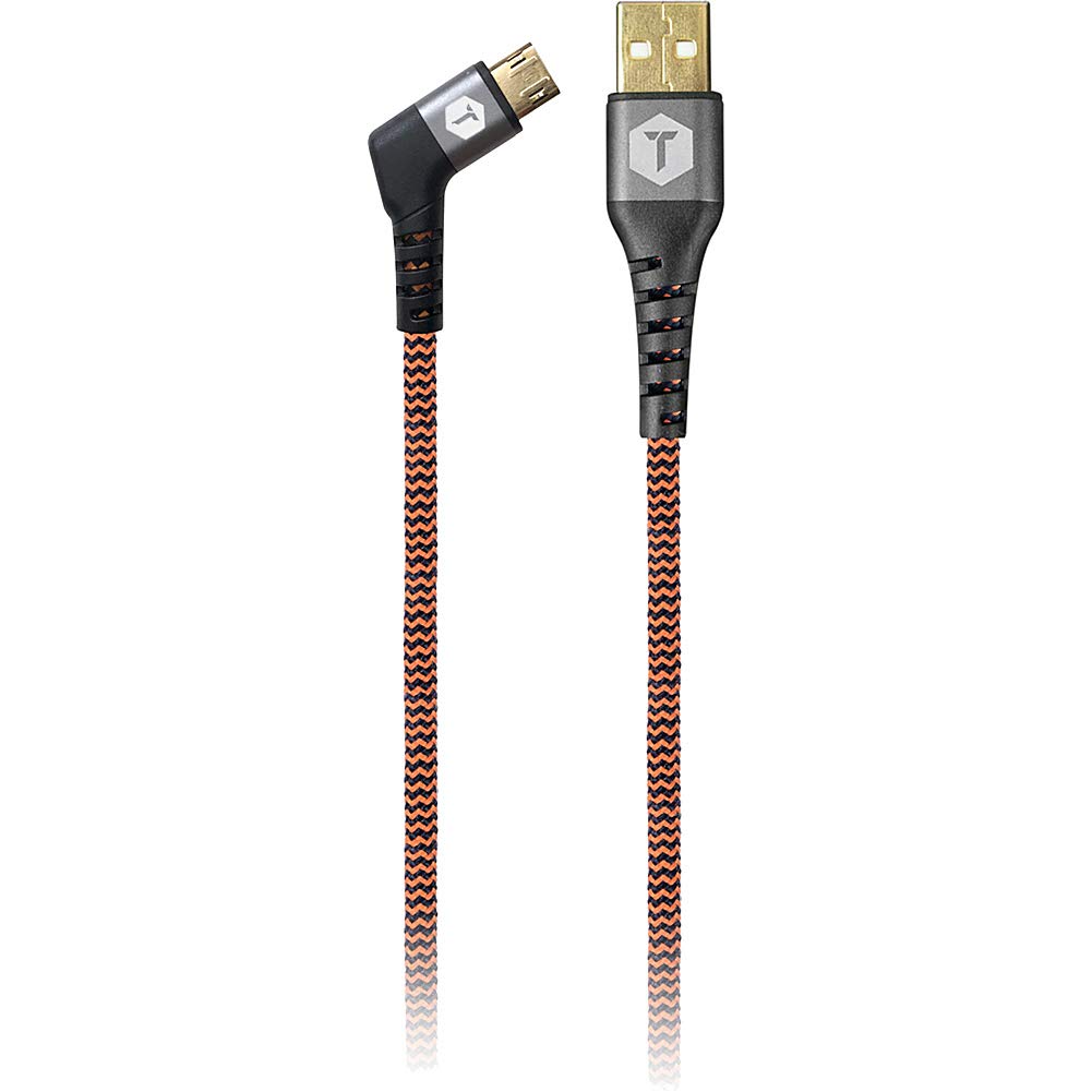Toughtested Usb A To Angled Micro Usb Charge & Sync Cable 6' (Black/Orange)