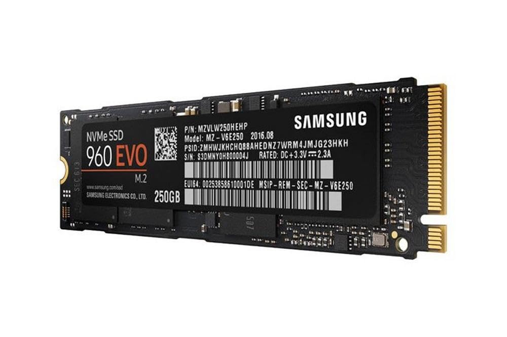 Samsung 960 EVO 250GB PCIe NVMe M.2 Internal SSD - Black, Model MZ-V6E250BW, NAND Flash Memory