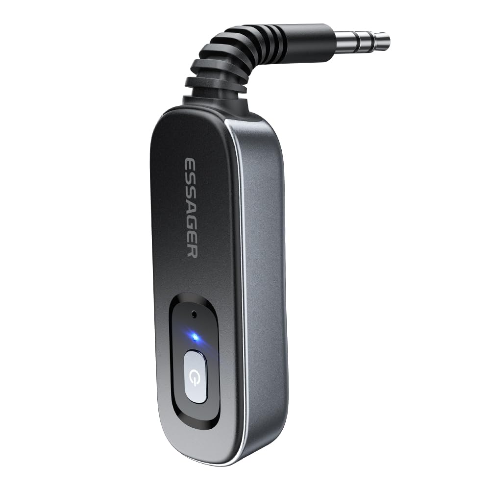 Bluetooth 5.1 Aux Adapter Receiver & Transmitter Rechargeable For Airpods Headphones Speaker, 3.5Mm Aux Audio Jack Adapter For A