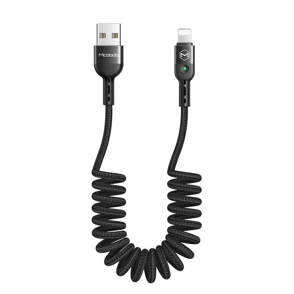 Mcdodo Anti Winding Cable, Led Coiled Cord Nylon Braided Sync Charge Usb Data 6Ft/1.8M Cable Compatible New Phone List Below (Bl