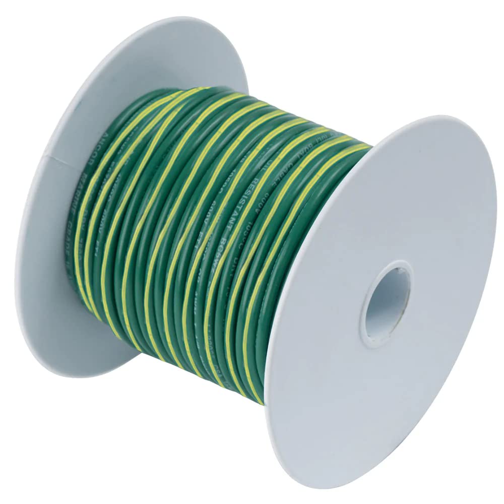 Ancor 109350 Marine Grade Electrical Primary Tinned Copper Boat Wiring (10-Gauge, Green With Yellow Stripe, 500-Feet),WBHDWB000NV2CAW