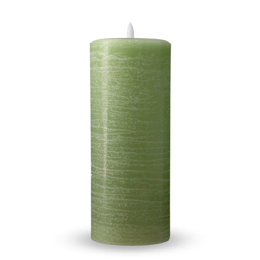 Lumipur Signature Natural Glow Flickering Flameless Led Wax Pillar Candle (3.5'' X 9'', Sage Green)