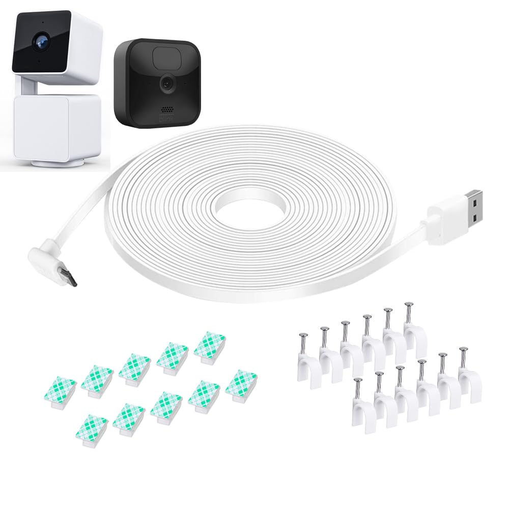 Dianmu 26Ft Wyze Cam Pan V3 Cable, Power Cord For Blink Outdoor (3Rd Gen),90 Degree L Shaped Micro Usb Power Extension Cable Wea