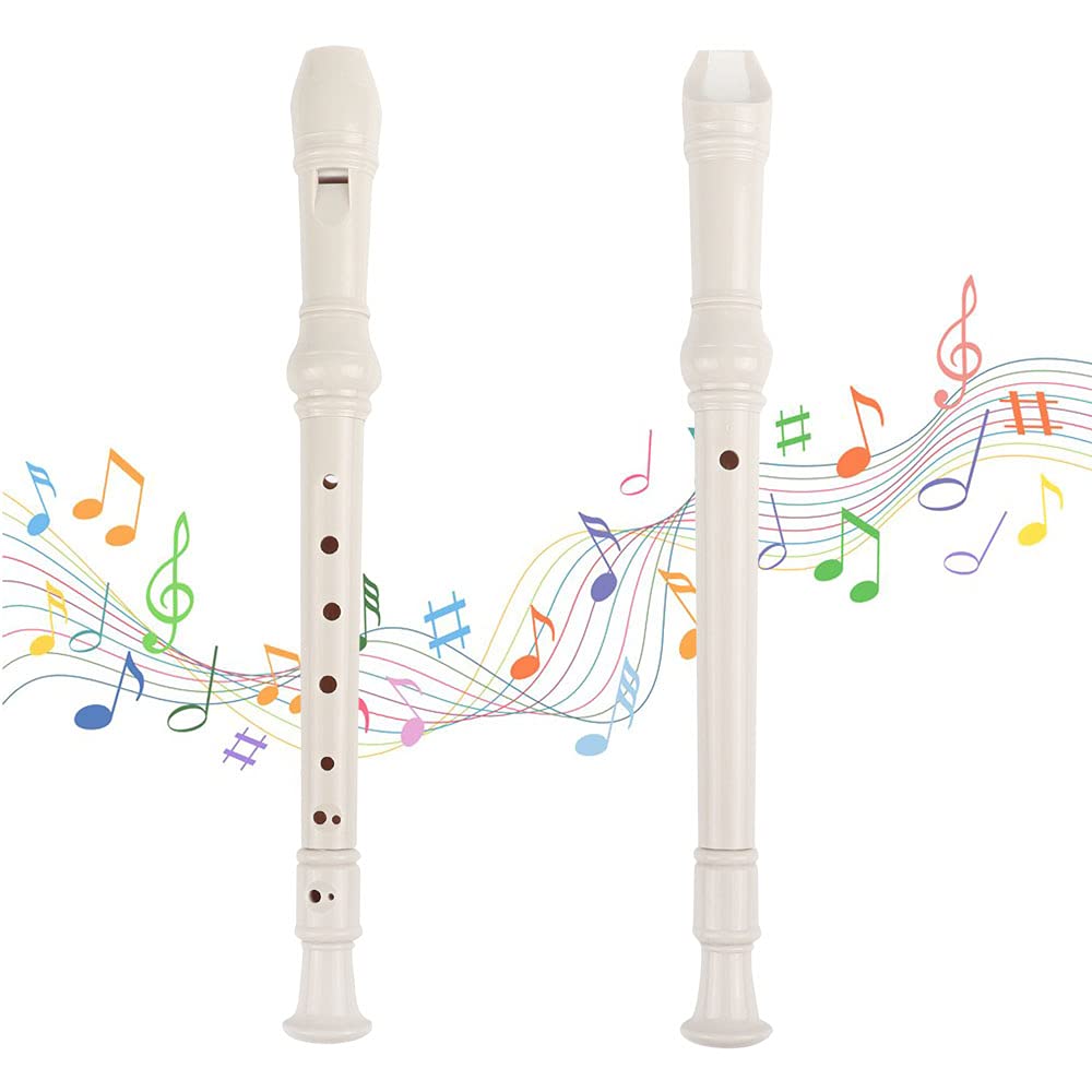 Mr.Power Soprano Recorder Abs Plastic Recorders German Style C Key With Cleaning Rod, Fingering Chart, Case Bag (White)