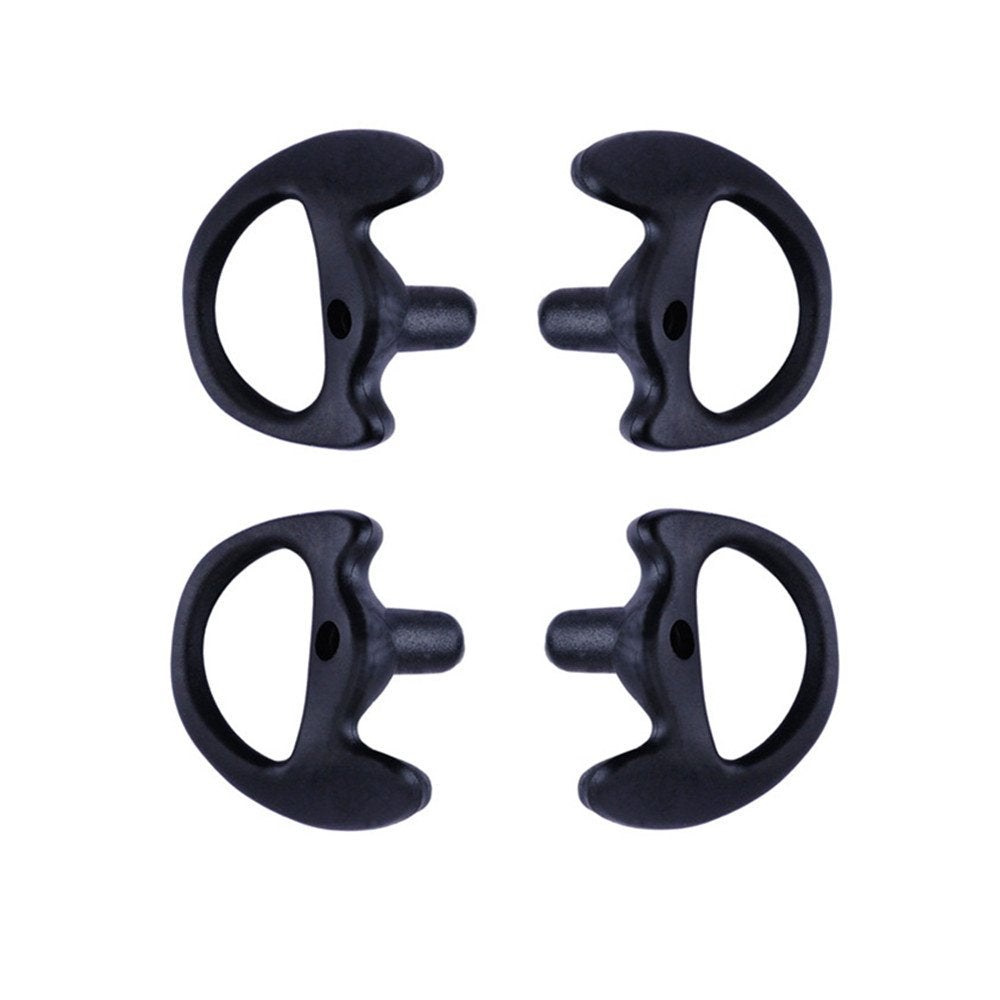 Airsn Replacement Earmold Earbud Earplug For Motorola Kenwood Two Way Radio Air Acoustic Coil Tube Audio Kits (Black, 2 Pair Large)
