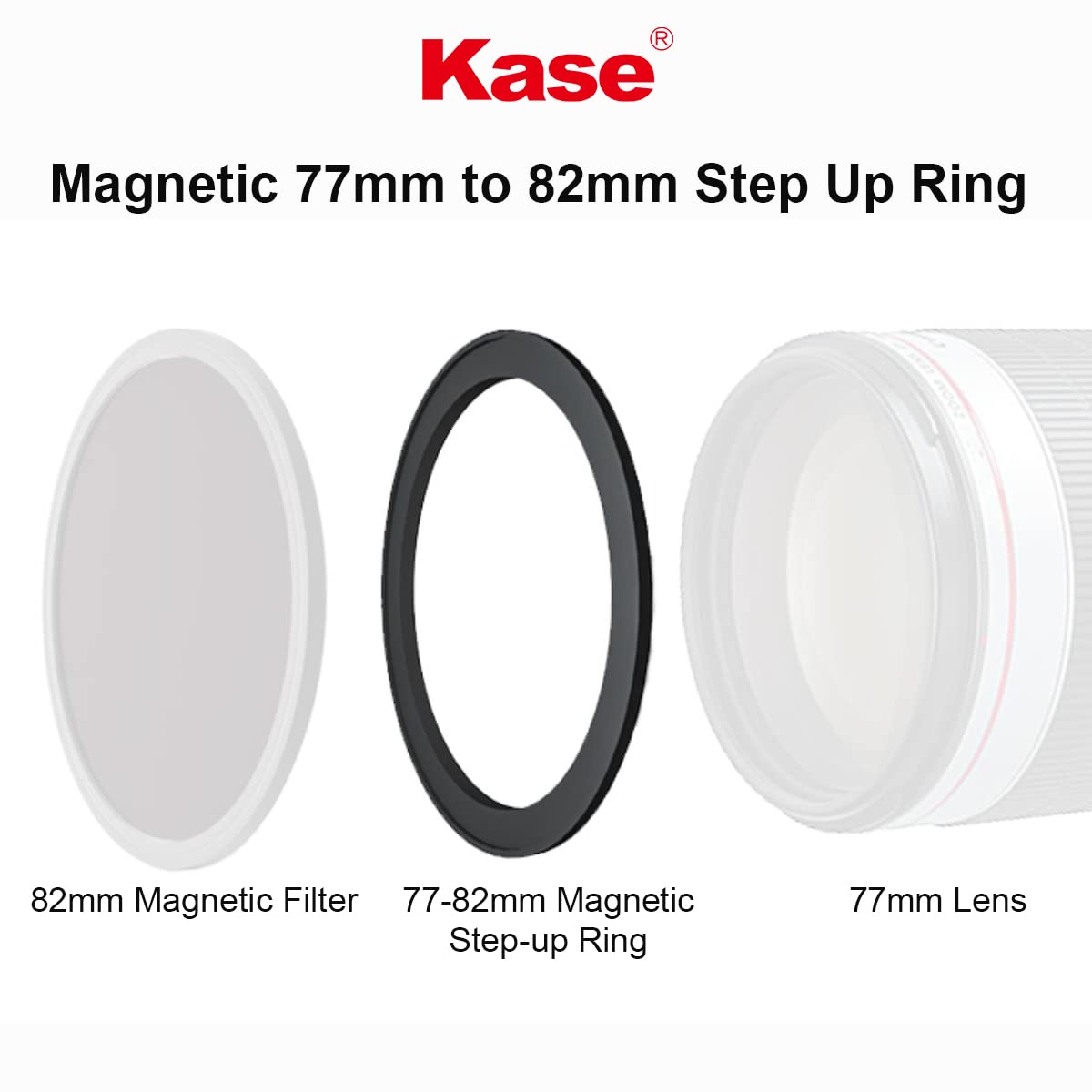 Kase Magnetic 77 82Mm 77Mm To 82Mm Filter Step Up Adapter Ring For Wolverine Magnetic Filters