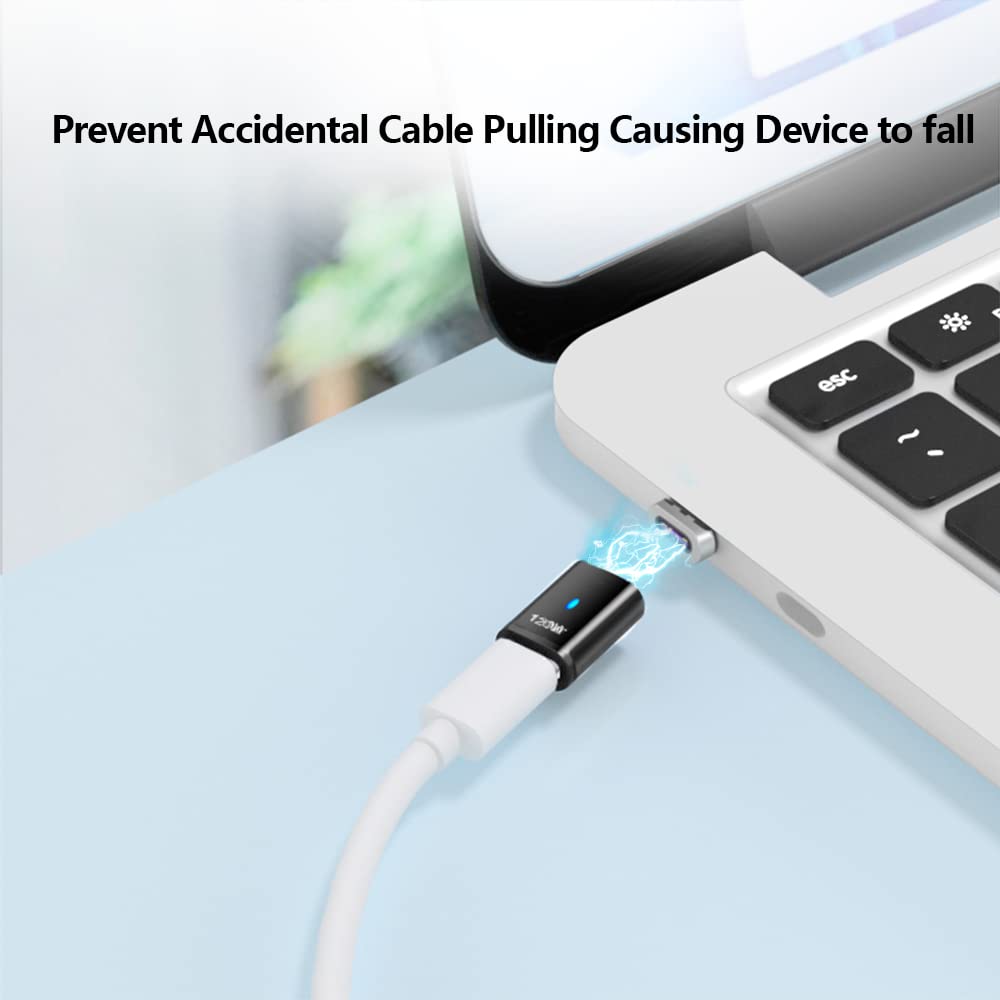 Sheeast Usb C Adapter Straight 2 Pack, Magnetic Usb C Adapter  3 Tips 120W Fast Charging 5Pin 480Mbps Data Transmission