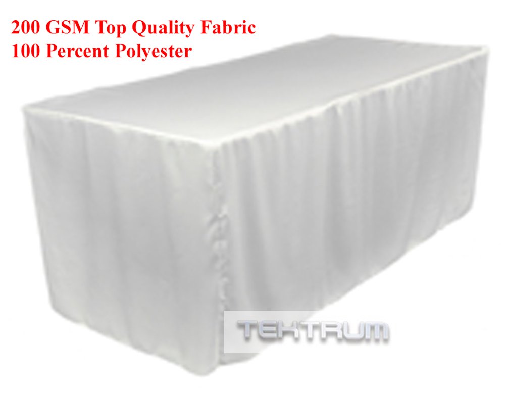 Tektrum 6 Feet Long Fitted Table Dj Jacket Cover For Trade Show   Thick/Heavy Duty/Durable Fabric   White Color (Td Jkt Wht 6Ft)