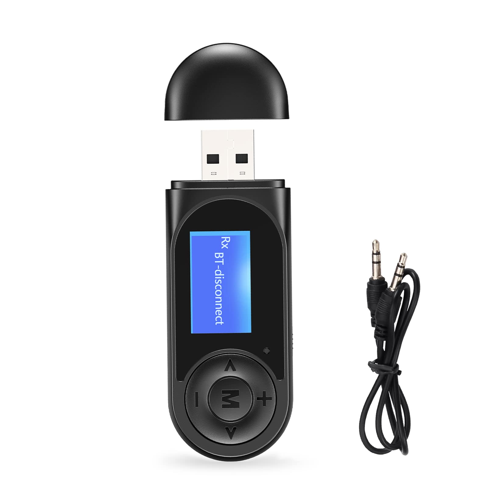 Jxtz Bluetooth Transmitter Receiver With Lcd Screen, 2 In 1 Noise Cancelling Bluetooth Aux Adapter For Car, 3.5Mm Wireless Audio