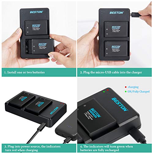 Beston 2 Pack Lp E17 Battery And Charger Set For Canon Eos Rp, Rebel T8I, T7I, T6I, T6S, Sl2, Sl3, Eos M3, M5, R10, M6 Mark Ii,