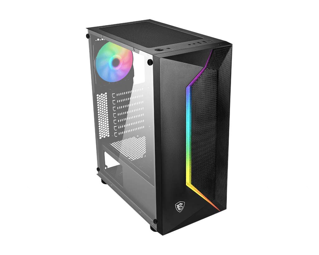 Msi Mid-Tower Pc Gaming Case - Tempered Glass Side Panel - 1 X 120Mm Argb Fan -1 X 120Mm Fan - Liquid Cooling Support Up To 240M