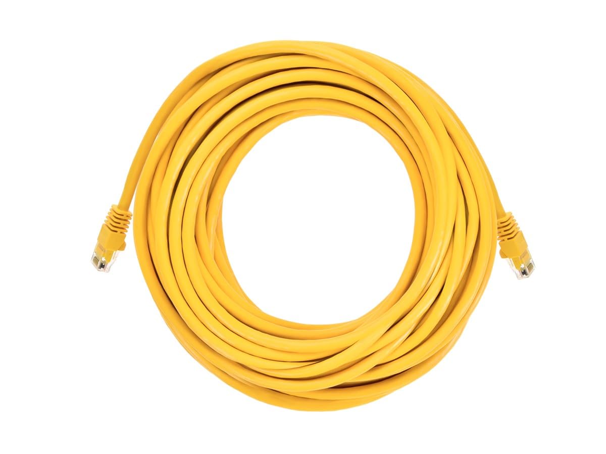 Monoprice Cat6 Ethernet Patch Cable   Snagless Rj45, Pure Bare Copper, 550Mhz, Utp, 24Awg, 50 Feet, Yellow   Fullboot Series