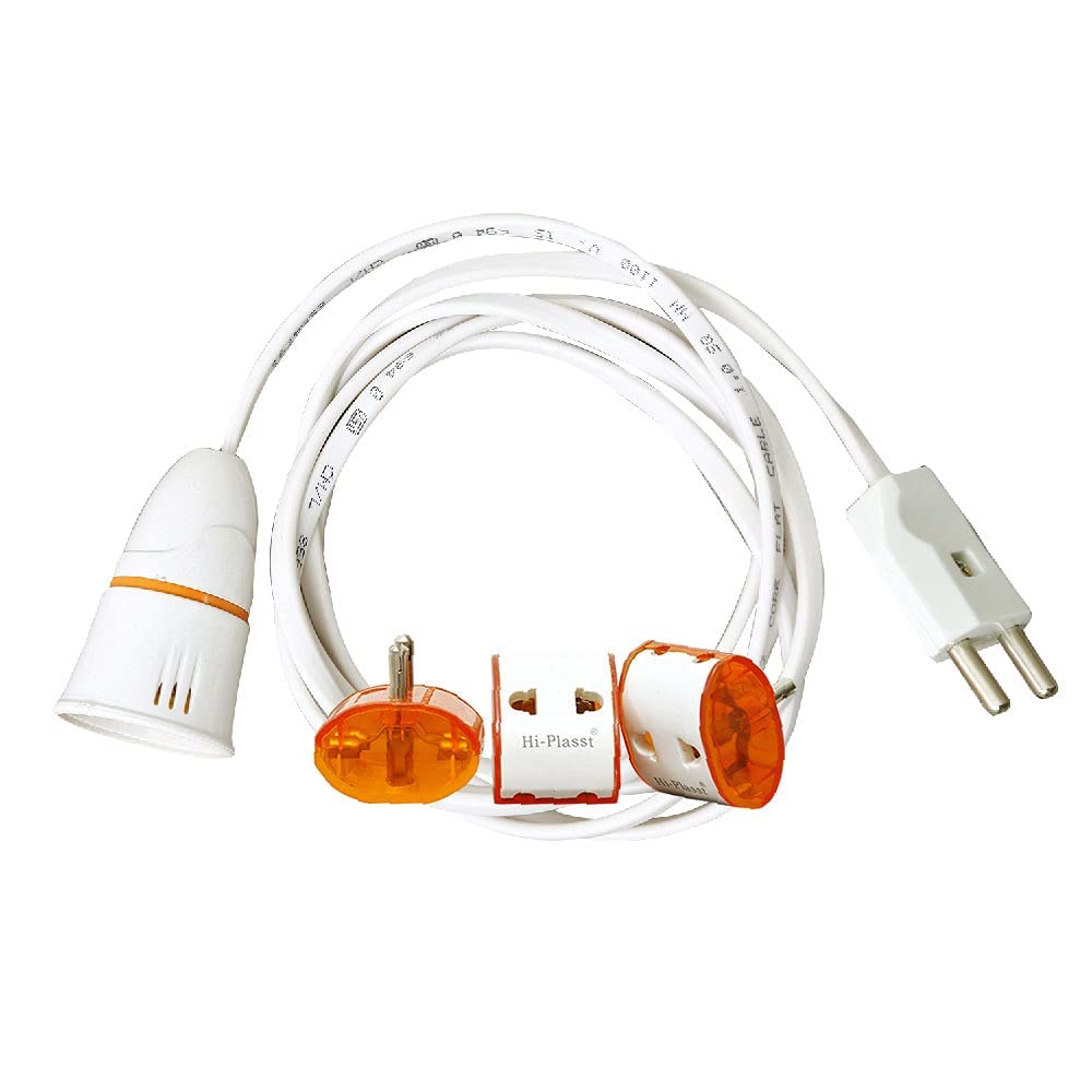 HiPLASST BulbHolder & 2Pin Plug (2mtr) flat 2 core wire 1 Sq mm For Multipurpose Use, DIYs, Festive Decorations, Diwali, Chri