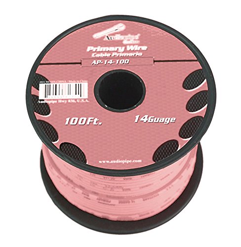 Audiopipe 14 GA Gauge 100 ft Car Audio Remote Wire Copper Clad Aluminum Pink AP-14-100