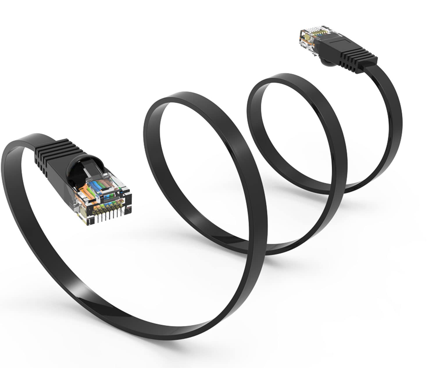 iMBAPrice Flat Ethernet Cat 6 Cable (45 Ft, Black)