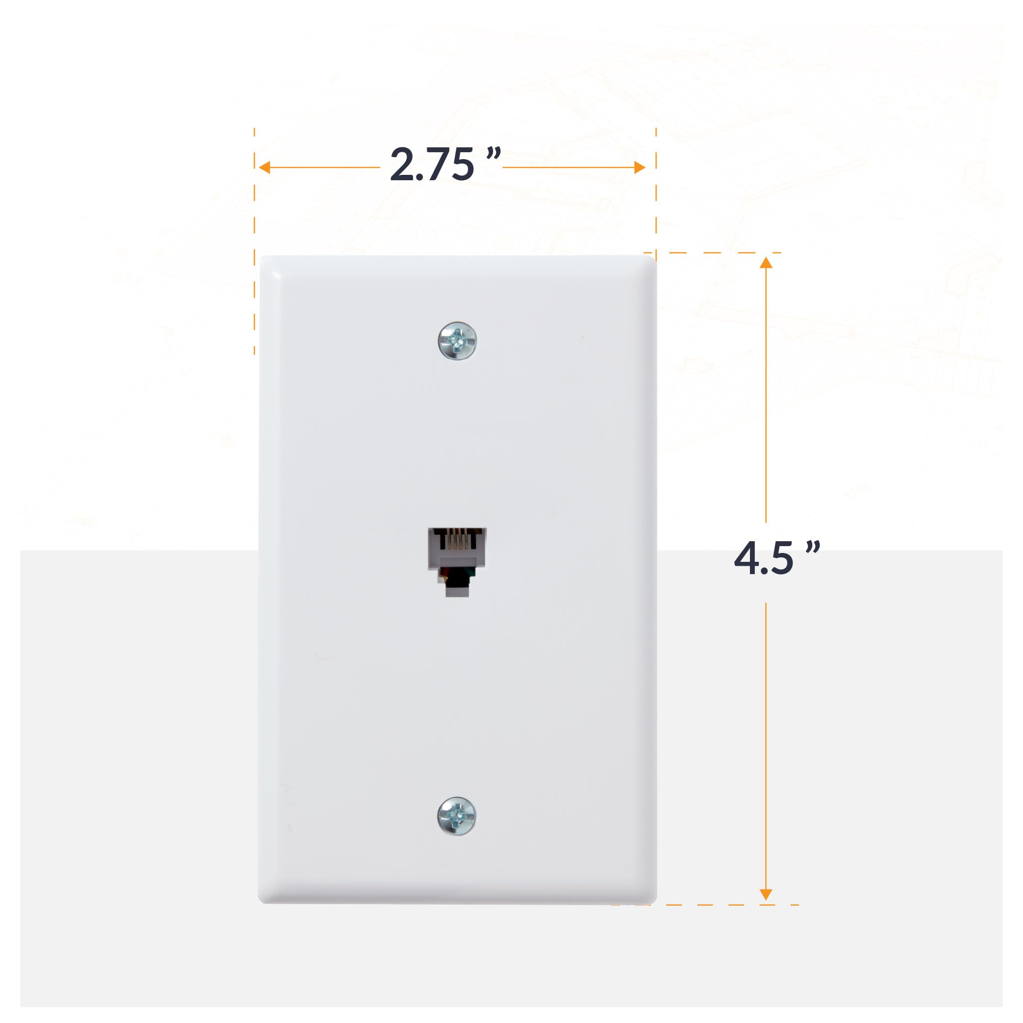 Newhouse Hardware 1 Port Telephone Jack Wall Plate, 6P4C, For Rj11 Telephone Cables, Single Gang, 5 Pack, White (Php Wh 05)