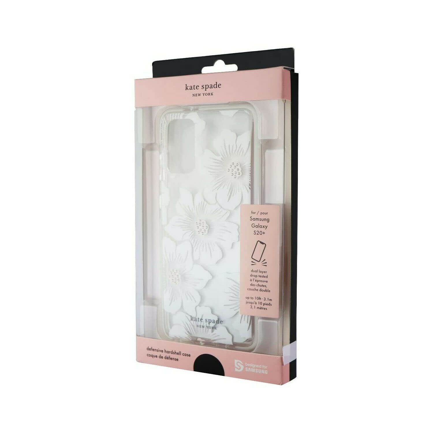 Kate Spade Defensive Hardshell Case For Galaxy S20+ (White Hollyhock/Clear)