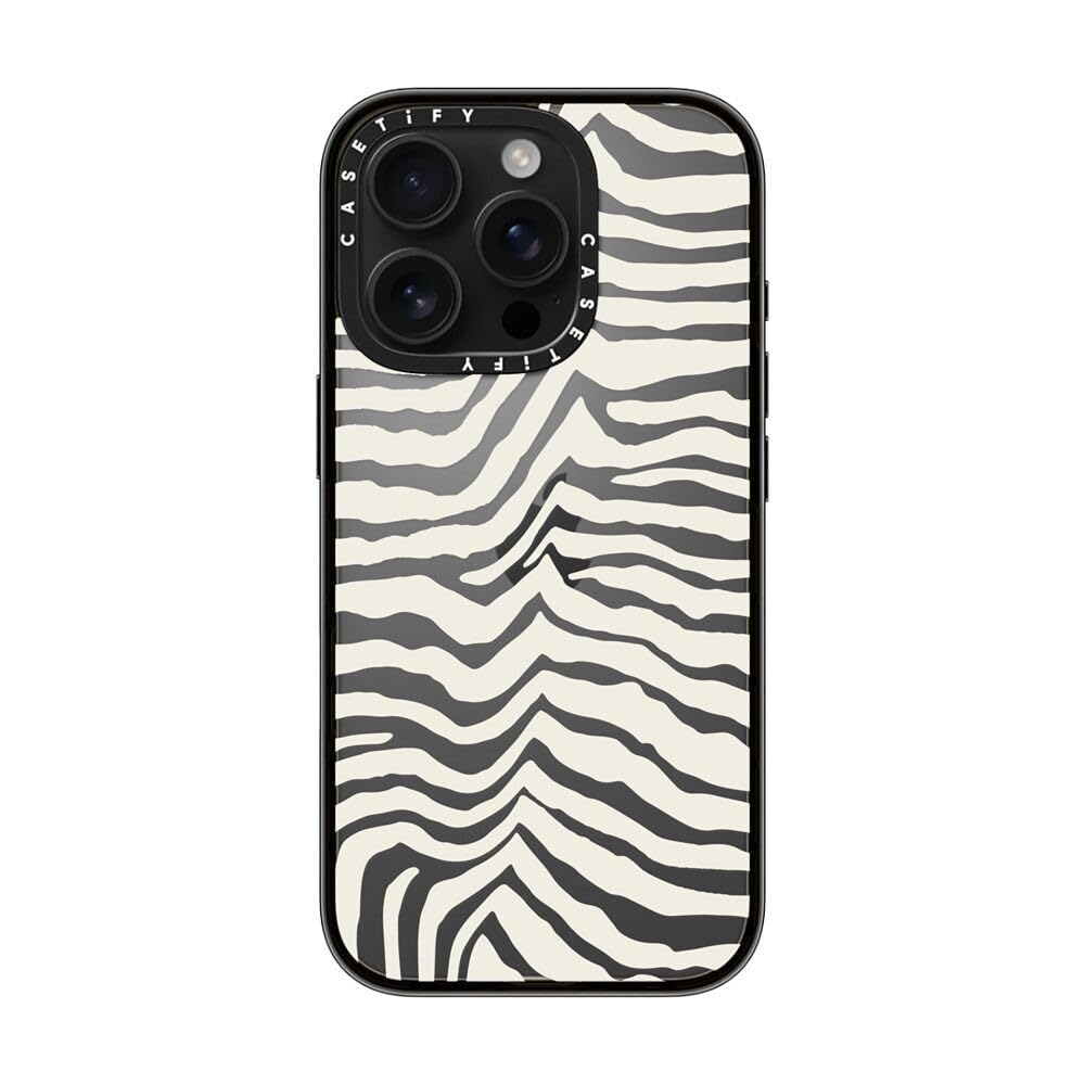 Casetify Compact Case For Iphone 16 Pro [Lightweight / 4 Ft. 2X Military Grade Drop Protection/Slim]   Zebra Stripe   Clear Blac