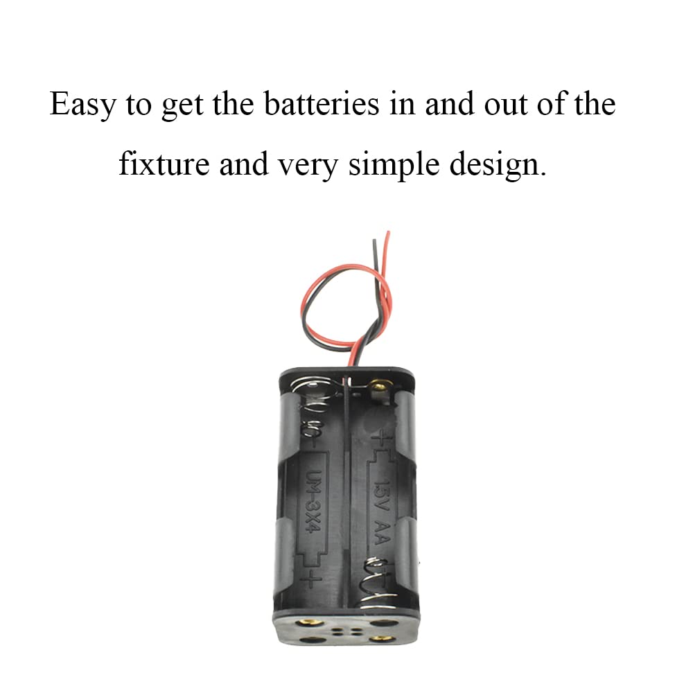 Hahiyo 6V 4Aa Battery Holder Bundle Series With Wire Sturdy Clapm Flexible Springs Contact Build In Harnesses Batteries Black Ca