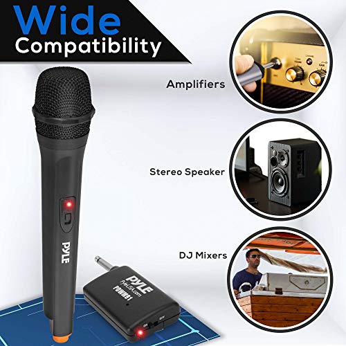 Pyle Portable Vhf Wireless Microphone System   Professional Battery Operated Handheld Dynamic Unidirectional Cordless Microphone