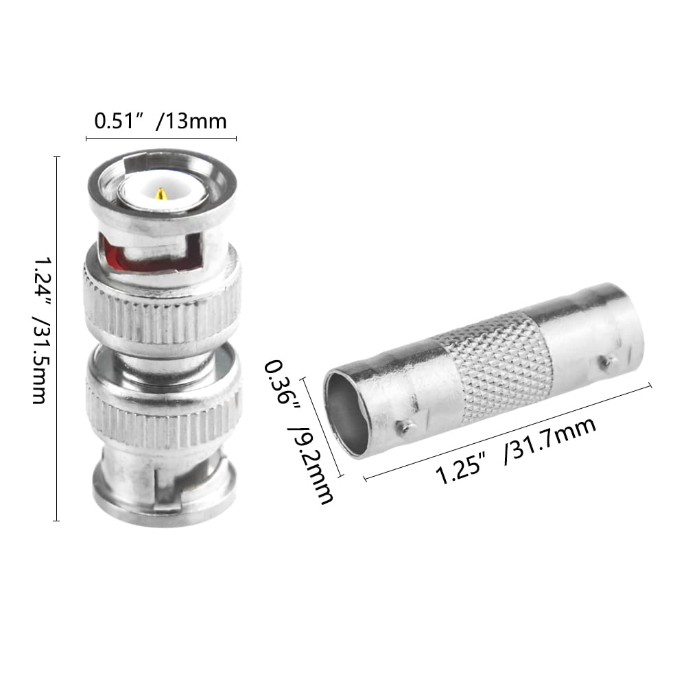 Wmycongcong 30 Pcs Bnc Female To Female Straight Coupler Adapter + Bnc Male To Male Straight Coupler Adapter For Cctv Security C