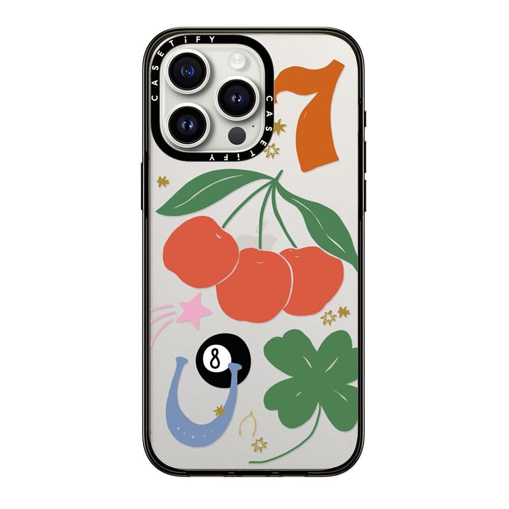 Casetify Compact Case For Iphone 15 Pro Max [2X Military Grade Drop Tested / 4Ft Drop Protection]   Lucky   Clear Black