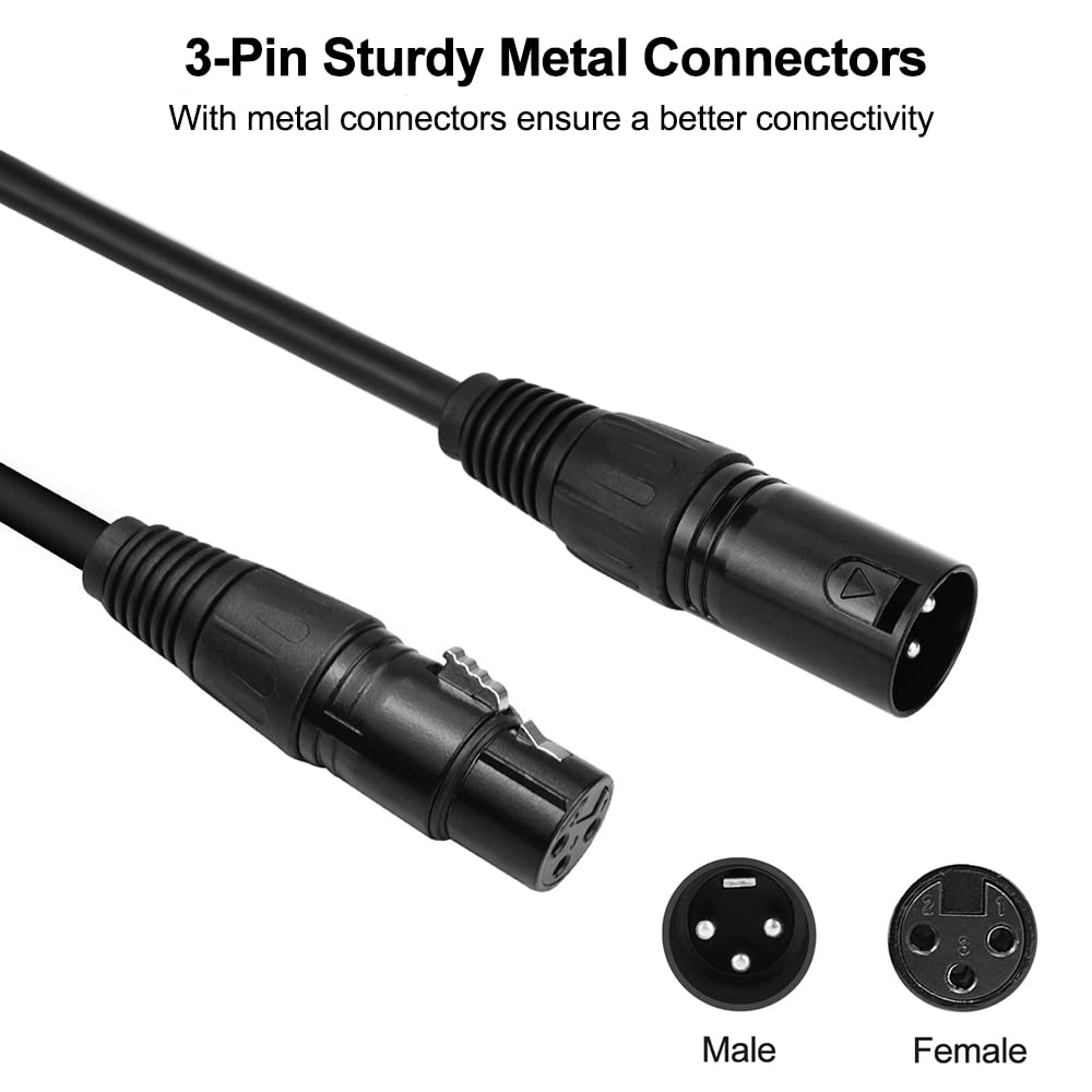Eyeshot 6.5Ft / 2M Dmx Cable, 10Pcs 3 Pin Dmx Cables Dmx Wires, Dmx512 Xlr Male To Female Stage Light Signal Cable With Metal Co