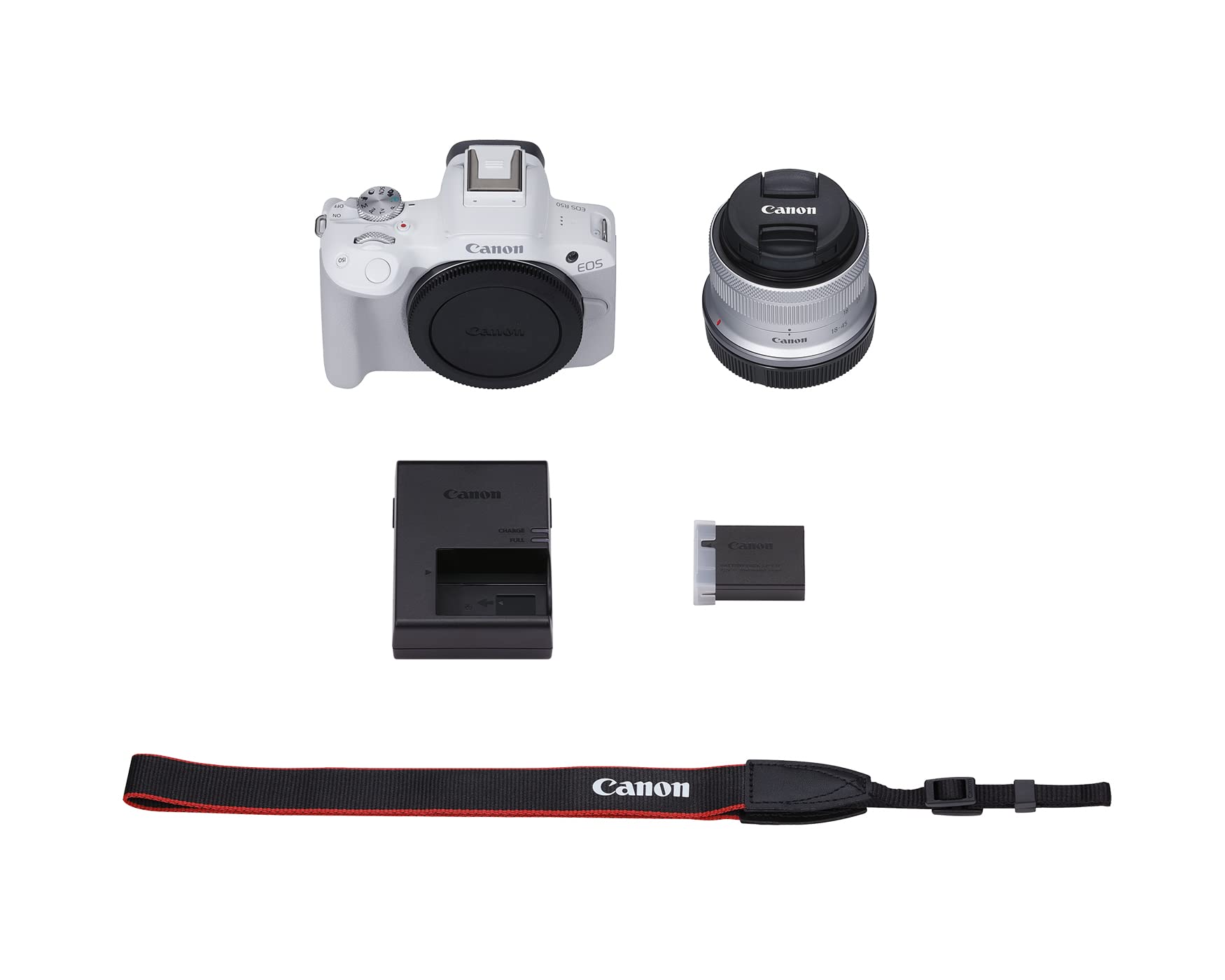 Canon EOS R50 Mirrorless Camera RF S18 45mm F4.5 6.3 is STM Lens Kit, 24.2 Megapixel CMOS (APS C) Sensor, 4K Video, Hybrid Camera, Photo and Video, Vlogging, Content Creator, RF Mount, White