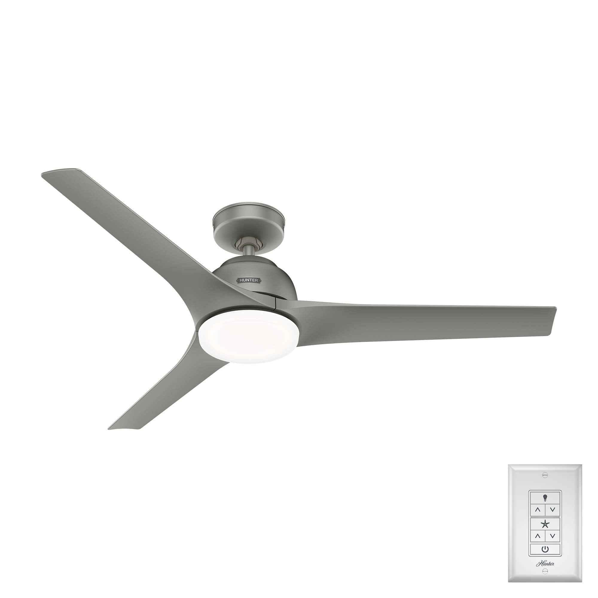 Hunter 52 inch Outdoor or Indoor Ceiling Fan with LED Light - Ceiling Fan with Wall Control, For Patio, Garage, or Porch, Quiet,