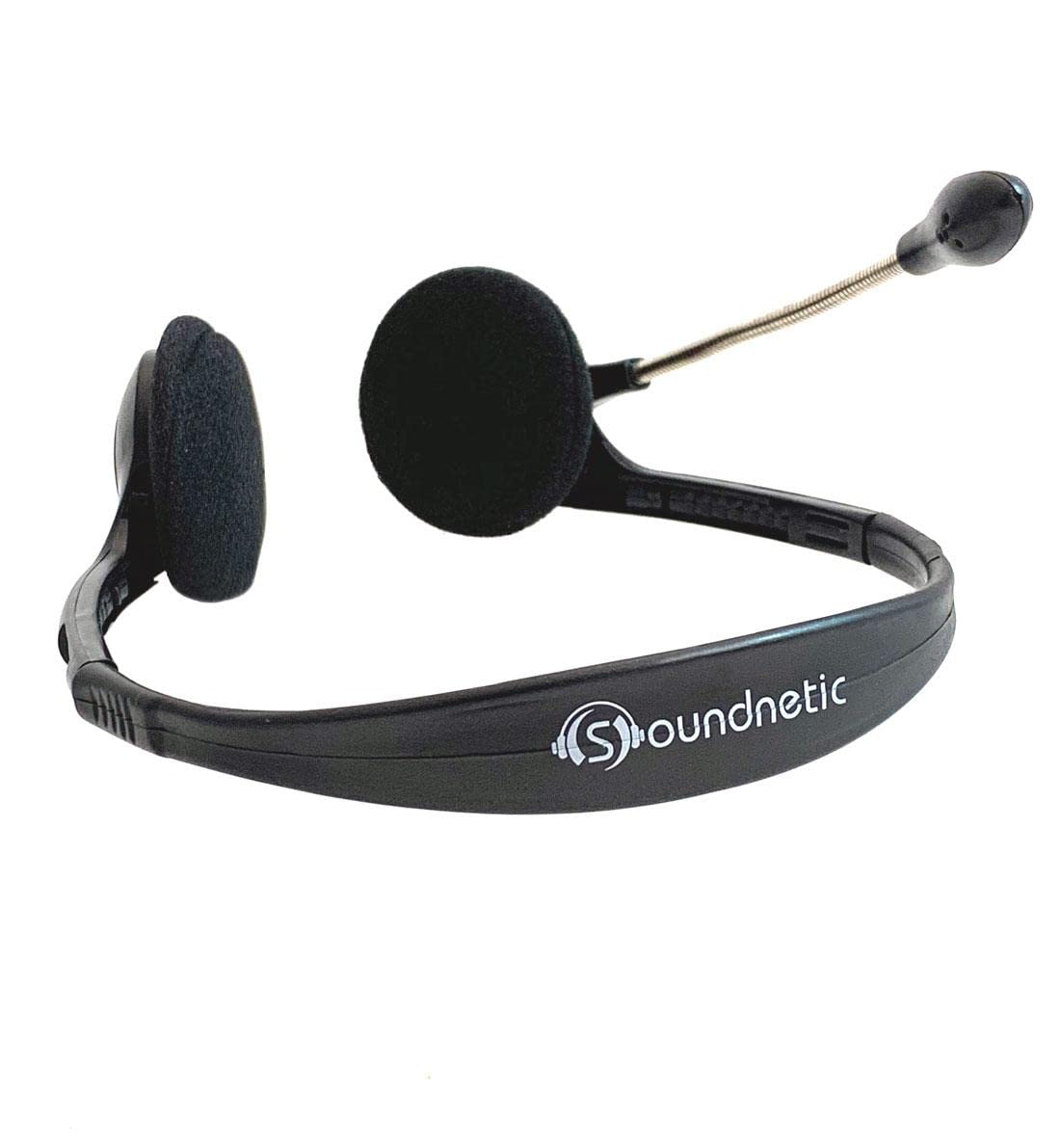 Soundnetic Disposable Stereo Classroom Headset With 3.5Mm Plug And Boom Microphone, Black (100 Pack)