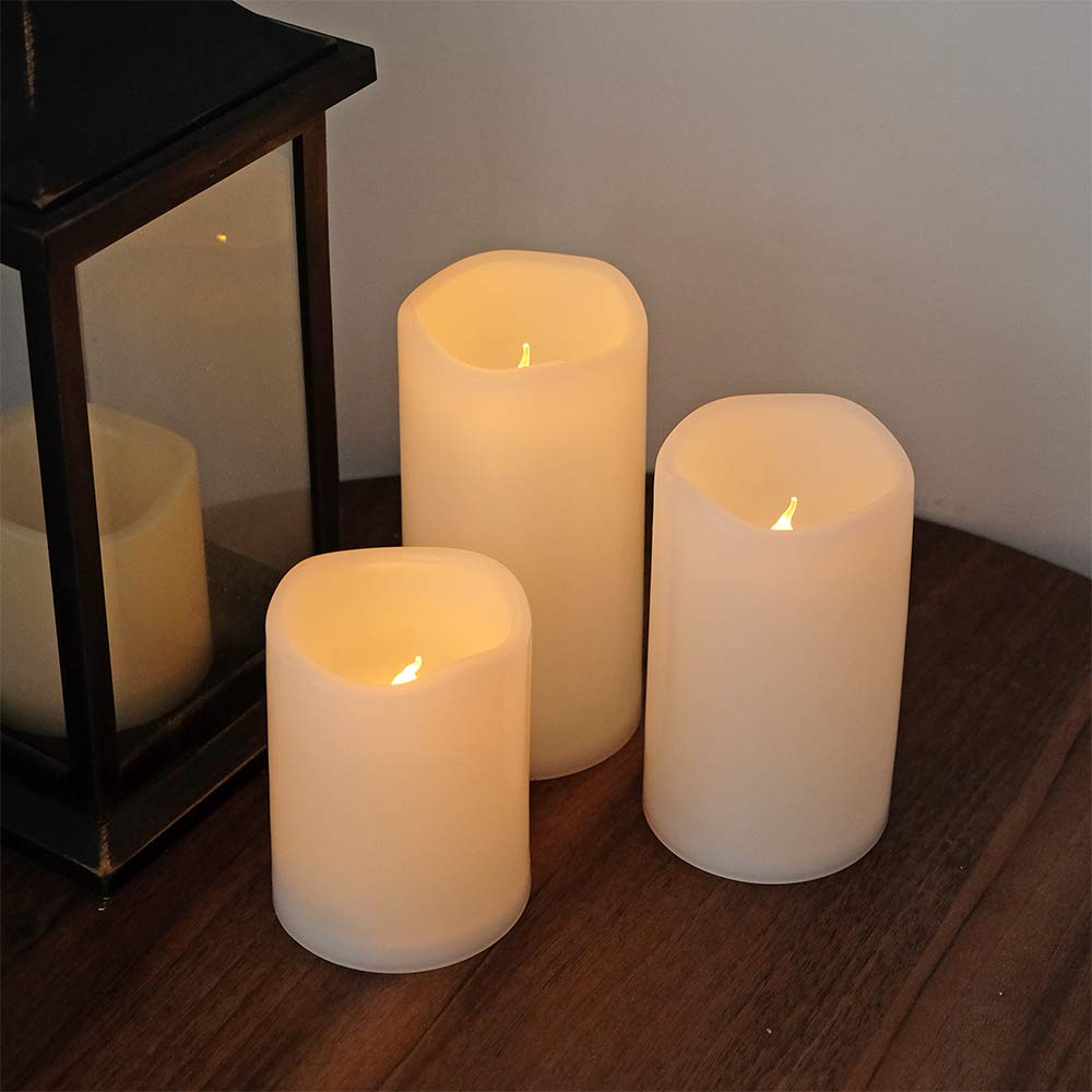 Dromance Outdoor Flameless Flickering Candles Waterproof And Heat Resistant, Warm Light Battery Operated Led Pillar Candles With