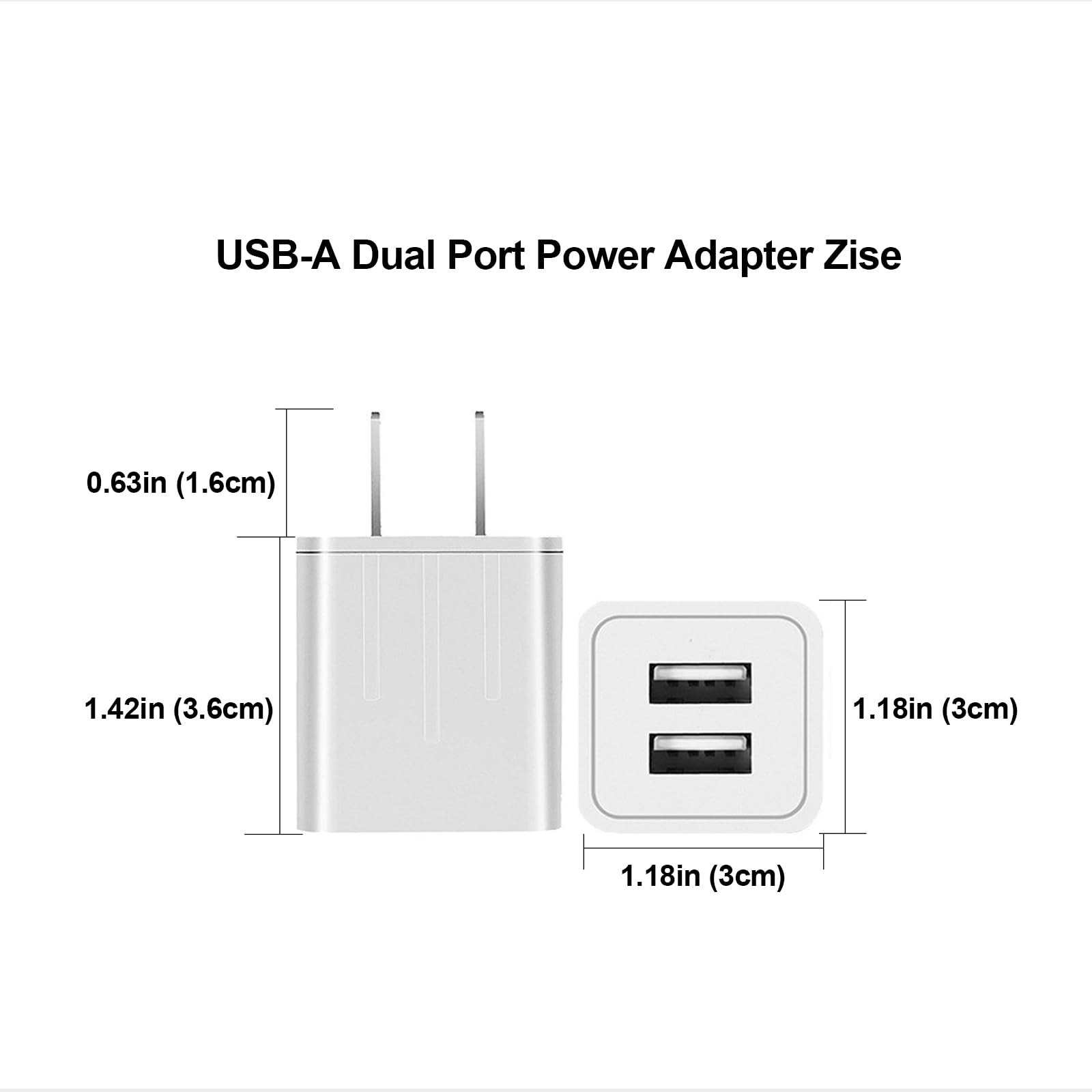 Usb Charger Block, Gkw Dual A Port 10W (5V*2.1A) Wall Charger Power Adapter Plug Fast Charging Box/Brick/Cube For Apple Iphone/I