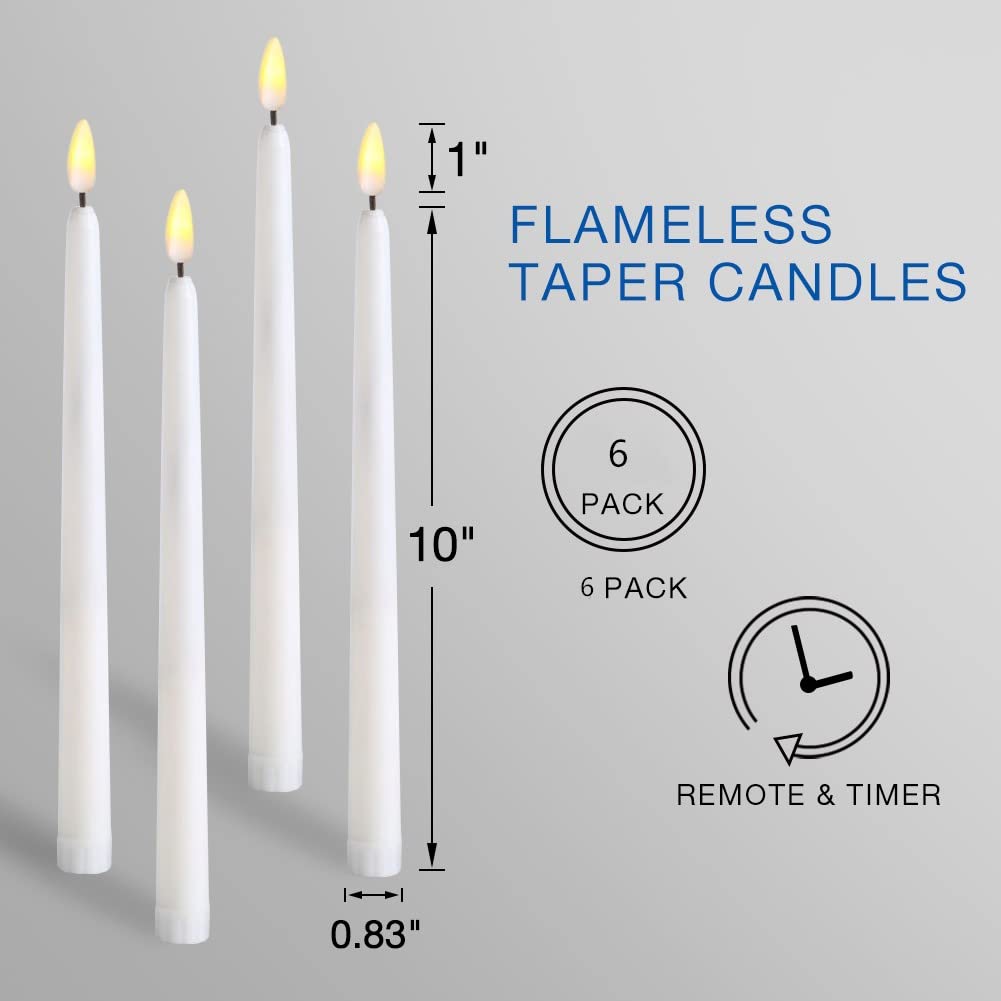 Ni Jasw Orange Flameless Taper Candles With Remote Timer, Flickering Battery Fall Thanksgiving Led Candlesticks Set Of 6