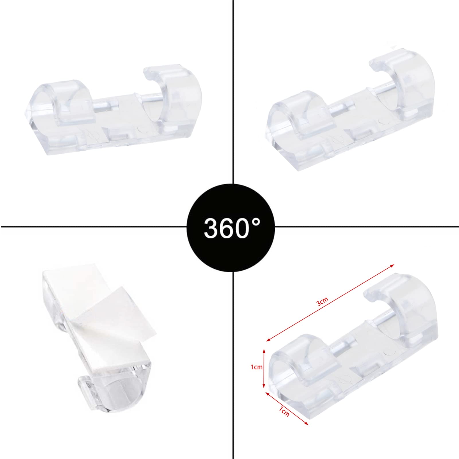 120Pcs Self Adhesive Transparent Cable Clips Wire Holder Sticky Heavy Duty Cable Clips Tidy And Organizer Drop Cord Management F