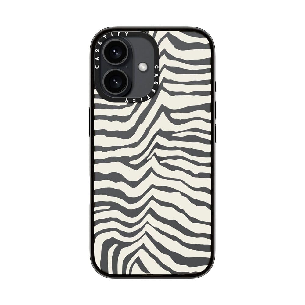 Casetify Compact Case For Iphone 16 [Lightweight / 4 Ft. 2X Military Grade Drop Protection/Slim]   Zebra Stripe   Clear Black