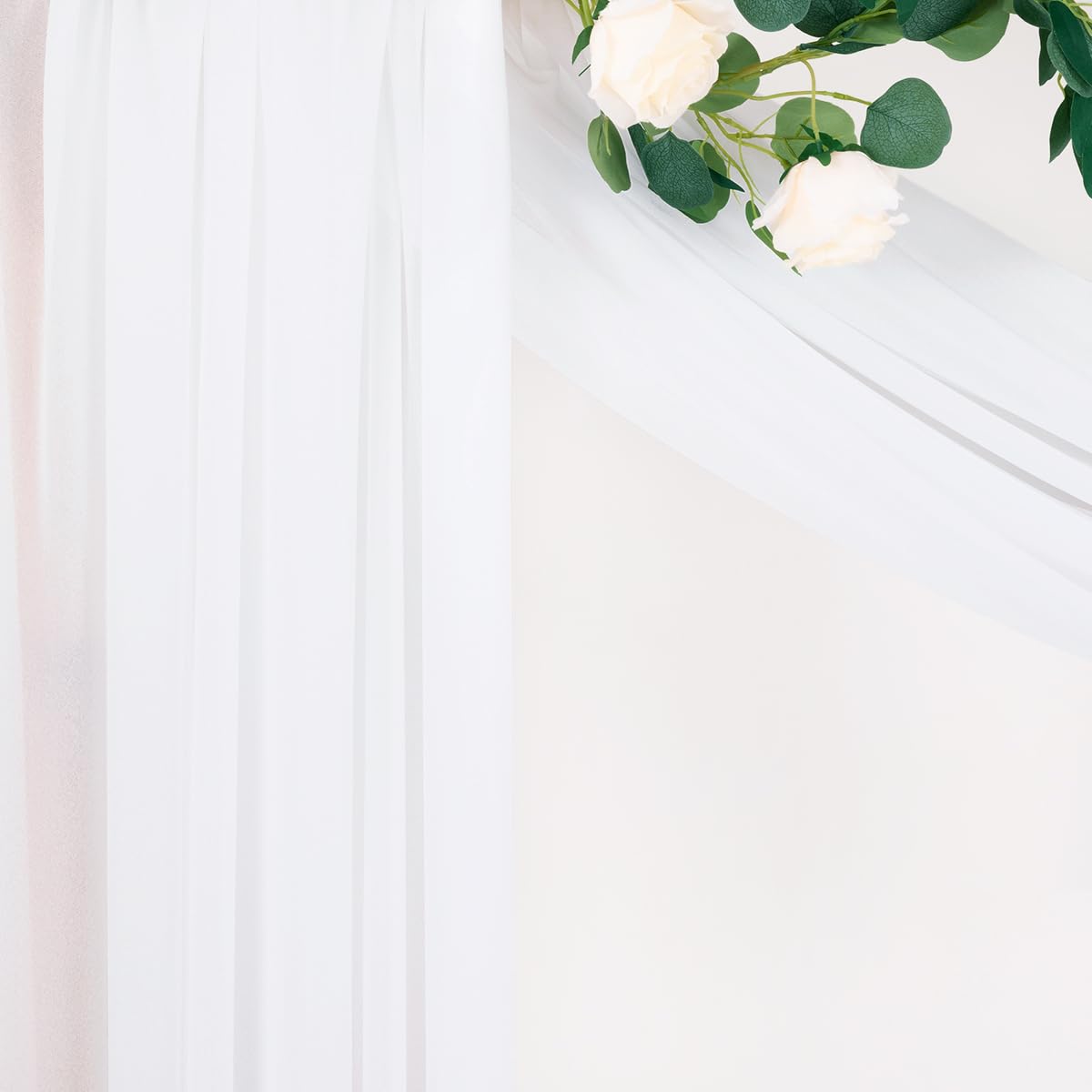 Mlmc Wedding Arch Draping Fabric 1 Panel 29'' X 20Ft White Chiffon Drapery Sheer Backdrop Curtains For Ceremony Wedding Party Ce