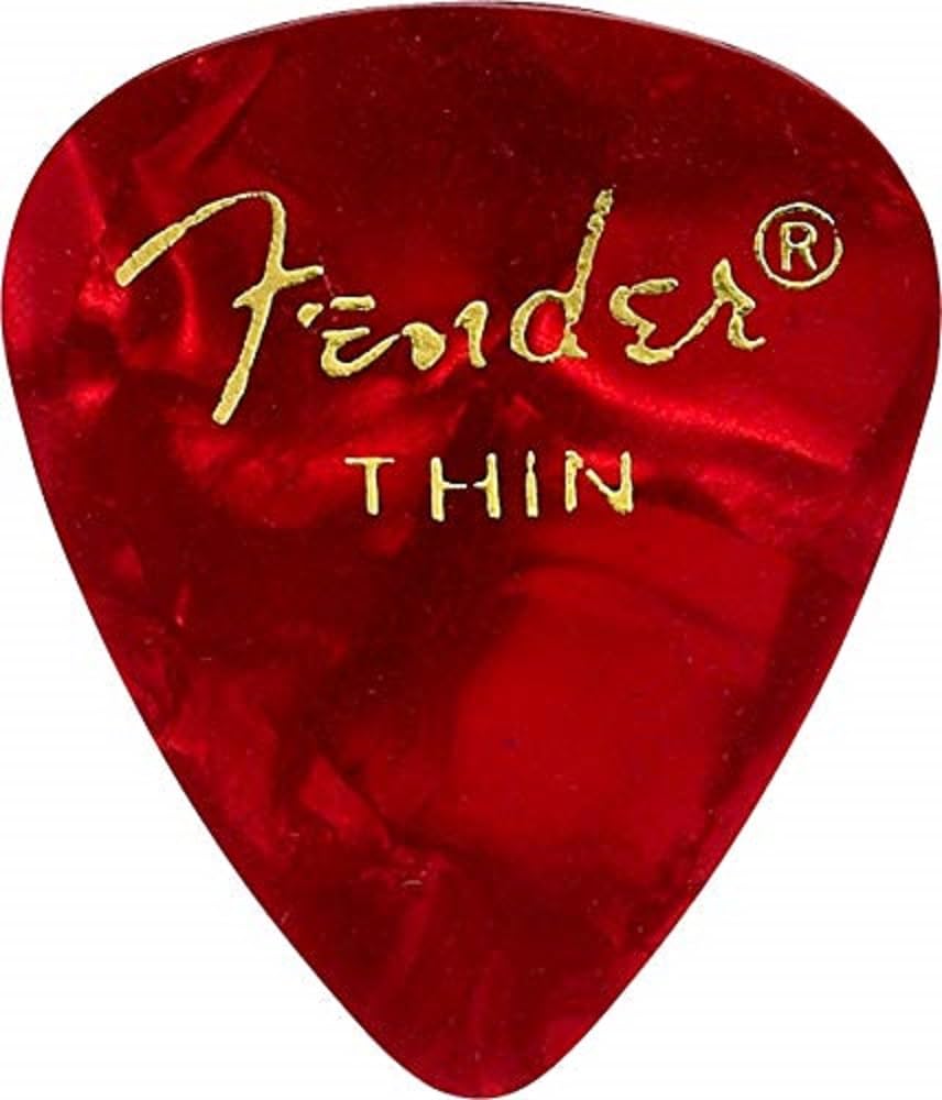 Fender Premium Celluloid Guitar Picks 351 Shape, Red Moto, Thin, 12 Pack