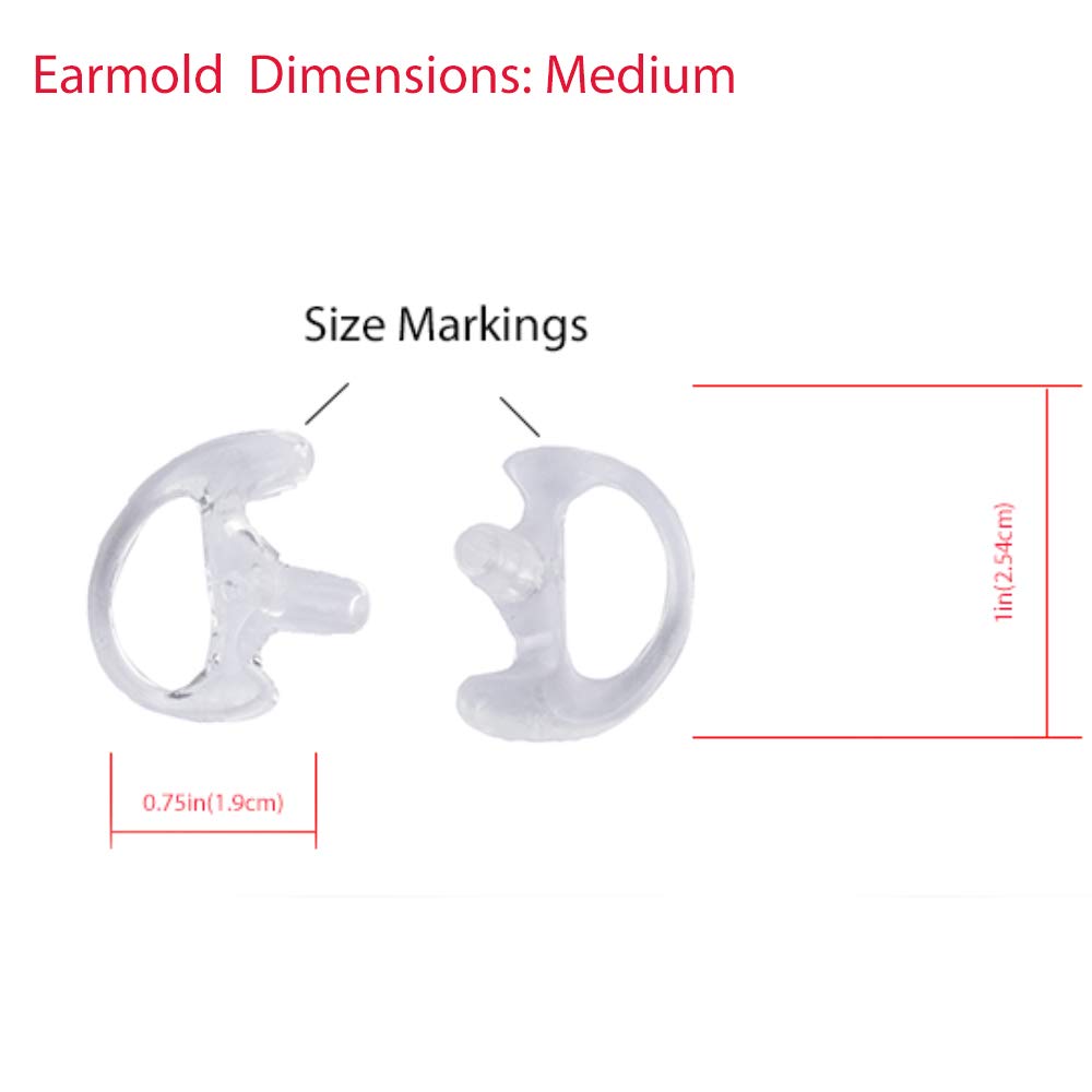 Caroo Xpr 7550 Earpiece, 2 Wire Surveillance Kit Headset With One Pair Medium Earmolds For Apx4000 6000 7000 8000 Xpr6350 6550 6580 7350 7350E 7380 7550E 7580 7580E Two Way Radio Walkie Talkie