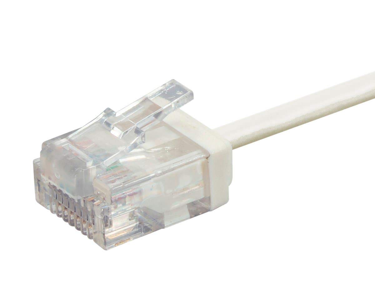 Monoprice Cat6 Ethernet Patch Cable   Snagless, 550Mhz, Utp, 32Awg, 7 Feet, White   Micro Slimrun Series