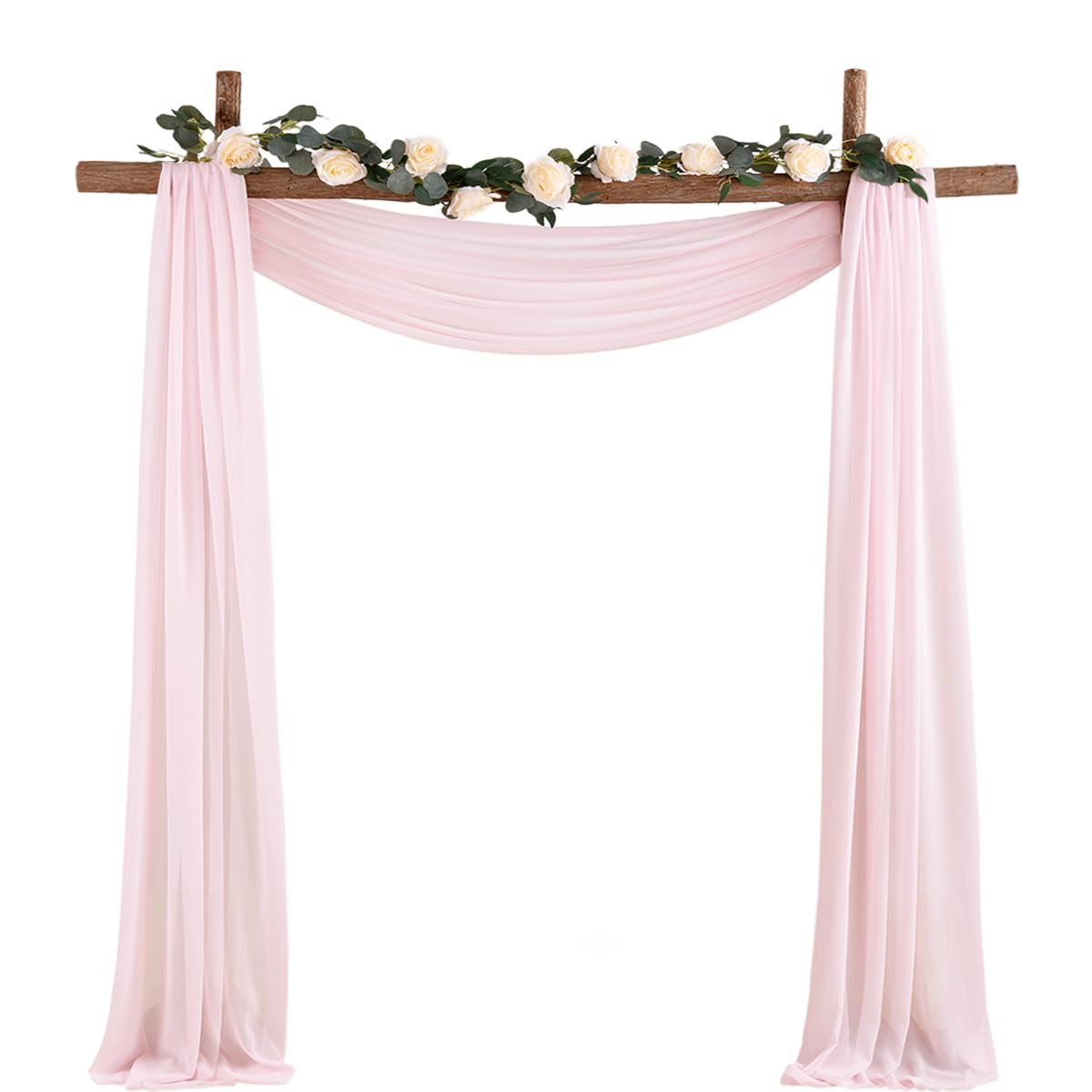 Socomi Wedding Arch Draping Fabric 1 Panel 29'' X 19Ft Blush Pink Sheer Chiffon Curtain Drapes 6 Yards For Wedding Ceremony Birt