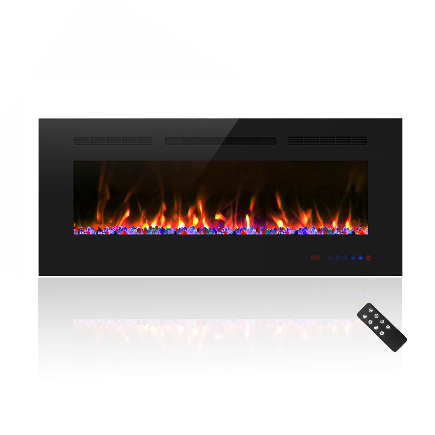 Cheerway 42 inch Electric Fireplace with Heater, Wall Mounted & Recessed Electric Fireplace Insert, Linear Wall Fireplace w/Ther