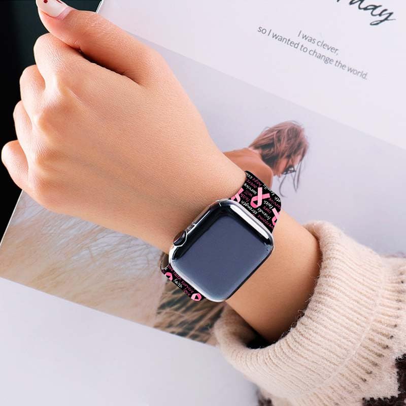Bacdoilq Breast Cancer Awareness Smartwatch Bands Pink Ribbon Watch Band Compatible With Watch 38Mm/40Mm/41Mm Soft Silicone Stra